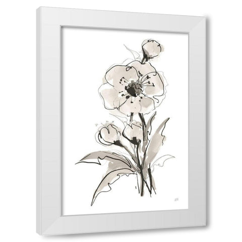 Poppy II White Modern Wood Framed Art Print by Paschke, Chris