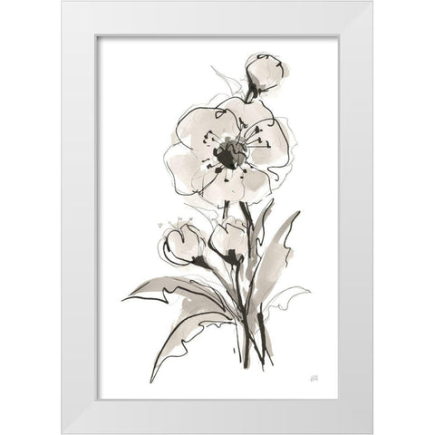 Poppy II White Modern Wood Framed Art Print by Paschke, Chris