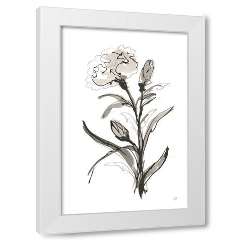 Carnation I White Modern Wood Framed Art Print by Paschke, Chris