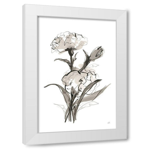 Carnation II White Modern Wood Framed Art Print by Paschke, Chris