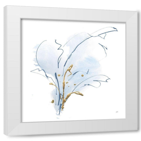 Blue and Gold Floral III White Modern Wood Framed Art Print by Paschke, Chris