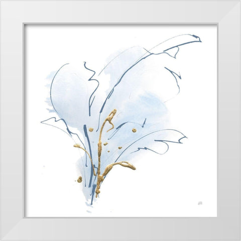 Blue and Gold Floral III White Modern Wood Framed Art Print by Paschke, Chris