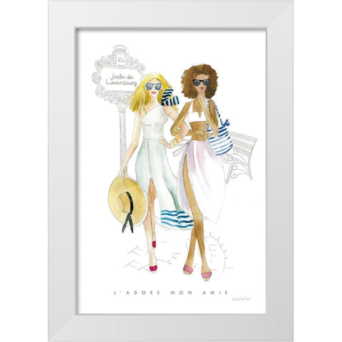 Paris Girlfriends IV White Modern Wood Framed Art Print by Charro, Mercedes Lopez