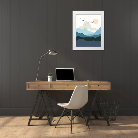 Hills and Valleys II Blue White Modern Wood Framed Art Print by Miller, Sara Zieve