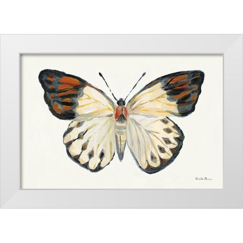 Butterfly Study I White Modern Wood Framed Art Print by Zaman, Farida