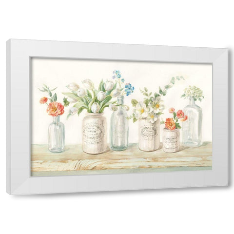 Marmalade Flowers I White Modern Wood Framed Art Print by Nai, Danhui