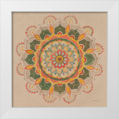 Earthy Mandala White Modern Wood Framed Art Print by Nai, Danhui