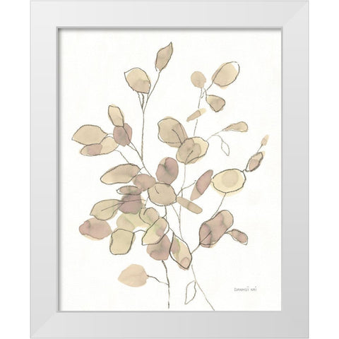 Transparent Leaves White Modern Wood Framed Art Print by Nai, Danhui