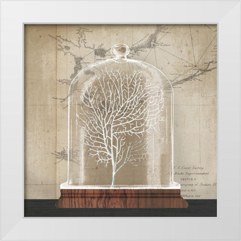 Coral Cloche I White Modern Wood Framed Art Print by Wild Apple Portfolio
