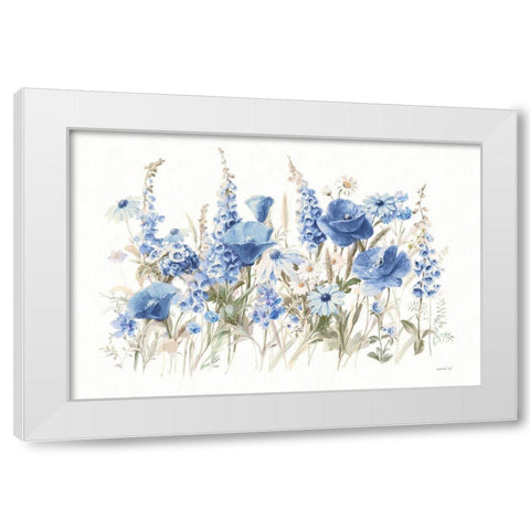 Wildflowers in Bloom I Blue White Modern Wood Framed Art Print by Nai, Danhui