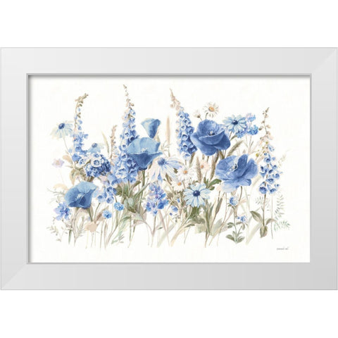 Wildflowers in Bloom I Blue White Modern Wood Framed Art Print by Nai, Danhui