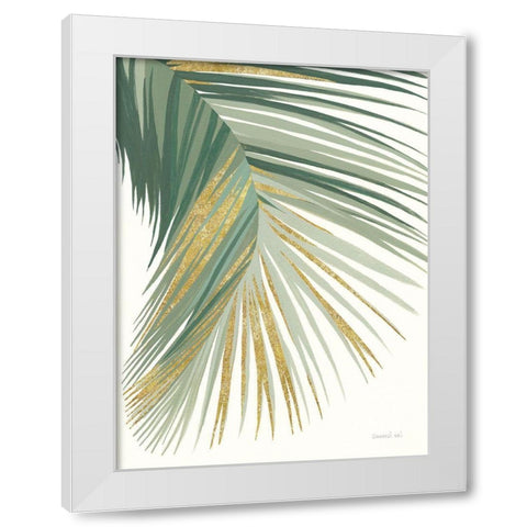 Retro Big Leaf II Green Gold White Modern Wood Framed Art Print by Nai, Danhui