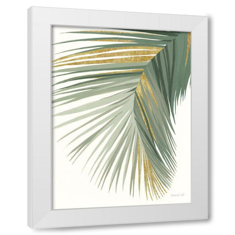 Retro Big Leaf II Reversed Green Gold White Modern Wood Framed Art Print by Nai, Danhui