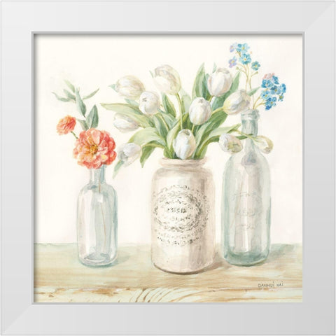 Marmalade Flowers II White Modern Wood Framed Art Print by Nai, Danhui