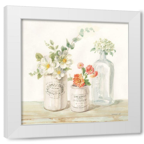 Marmalade Flowers III White Modern Wood Framed Art Print by Nai, Danhui