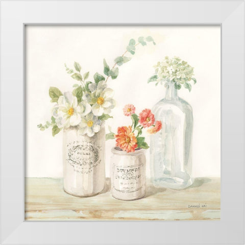 Marmalade Flowers III White Modern Wood Framed Art Print by Nai, Danhui