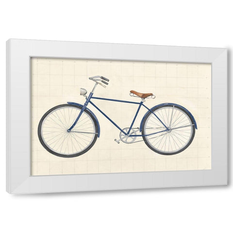 Flea Market Bicycle Navy White Modern Wood Framed Art Print by Wild Apple Portfolio