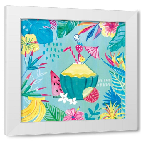 Fruity Flamingos VI White Modern Wood Framed Art Print by Zaman, Farida
