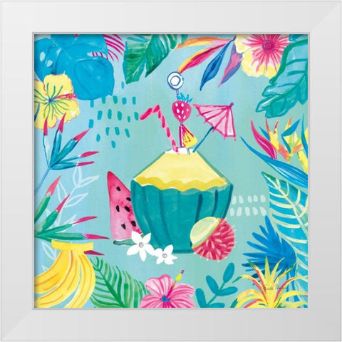 Fruity Flamingos VI White Modern Wood Framed Art Print by Zaman, Farida