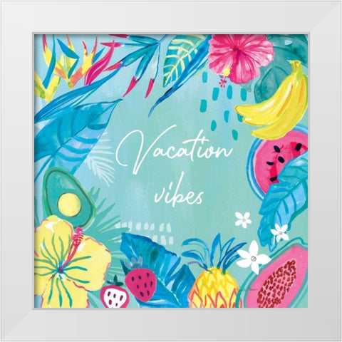 Fruity Flamingos VIII White Modern Wood Framed Art Print by Zaman, Farida