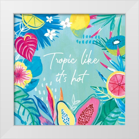 Fruity Flamingos IX White Modern Wood Framed Art Print by Zaman, Farida