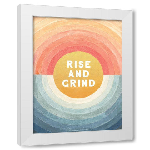 Retro Vibes Rise and Grind White Modern Wood Framed Art Print by Nai, Danhui