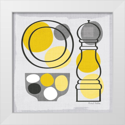 Modern Kitchen Square II Yellow White Modern Wood Framed Art Print by Mullan, Michael