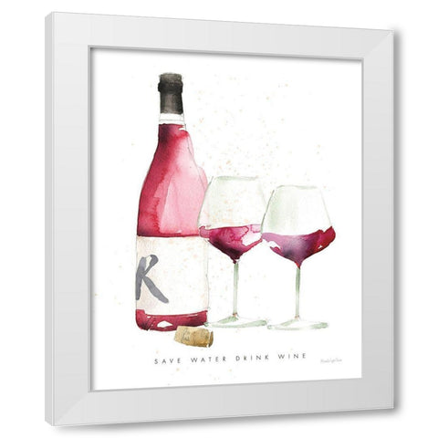 Pop the Cork I White Modern Wood Framed Art Print by Charro, Mercedes Lopez
