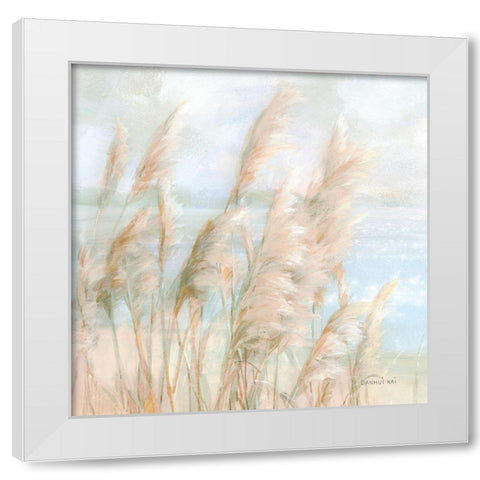 Seaside Pampas Grass Light Crop White Modern Wood Framed Art Print by Nai, Danhui