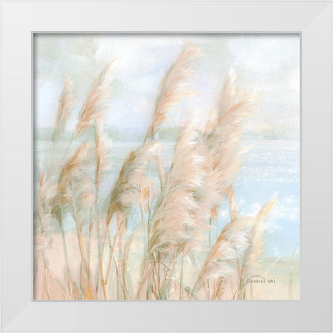 Seaside Pampas Grass Light Crop White Modern Wood Framed Art Print by Nai, Danhui