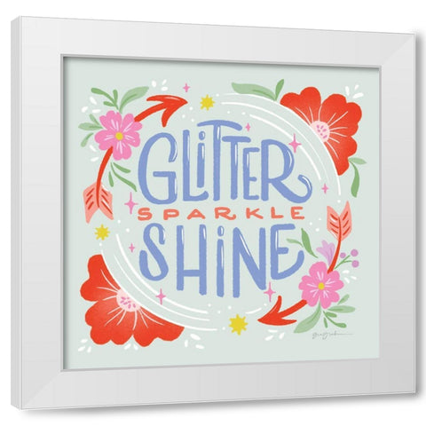 Glitter Sparkle Shine I Sq White Modern Wood Framed Art Print by Graham, Gia