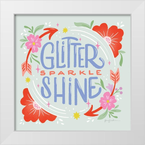 Glitter Sparkle Shine I Sq White Modern Wood Framed Art Print by Graham, Gia