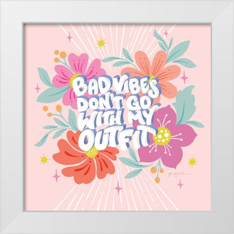 Bad Vibes I Sq White Modern Wood Framed Art Print by Graham, Gia