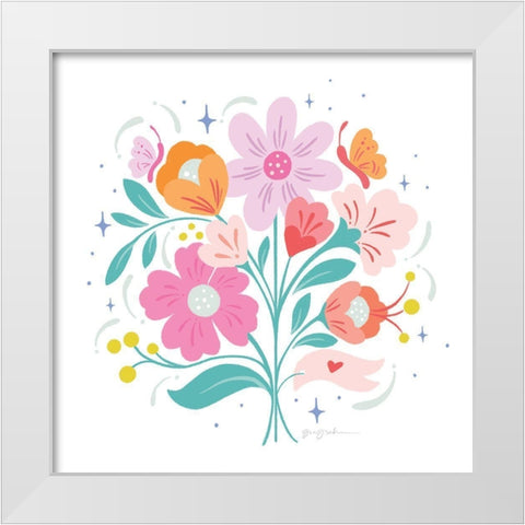 Bright Bouquet I White Modern Wood Framed Art Print by Graham, Gia