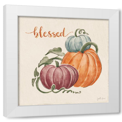 Harvest Jewels IV Pumpkins Sq White Modern Wood Framed Art Print by Penner, Janelle