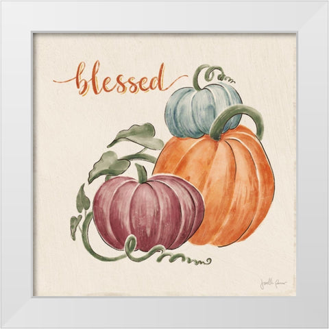 Harvest Jewels IV Pumpkins Sq White Modern Wood Framed Art Print by Penner, Janelle