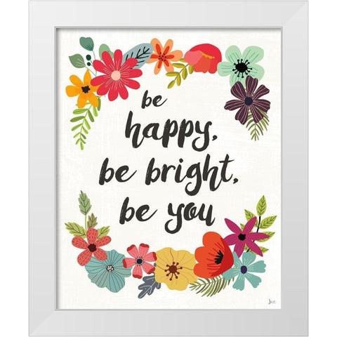 Words and Petals IV White Modern Wood Framed Art Print by Aiken, Jess