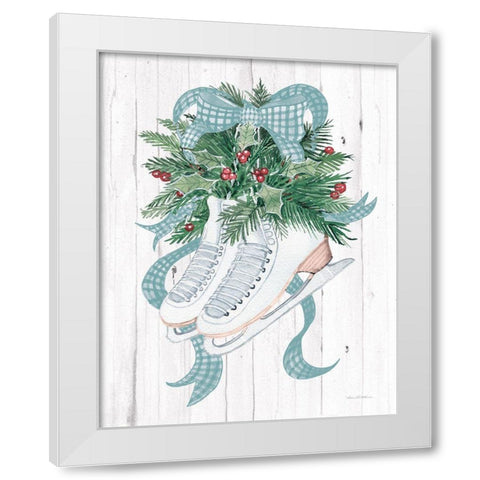 Holiday Sports Ice Skates White Modern Wood Framed Art Print by McKenna, Kathleen Parr