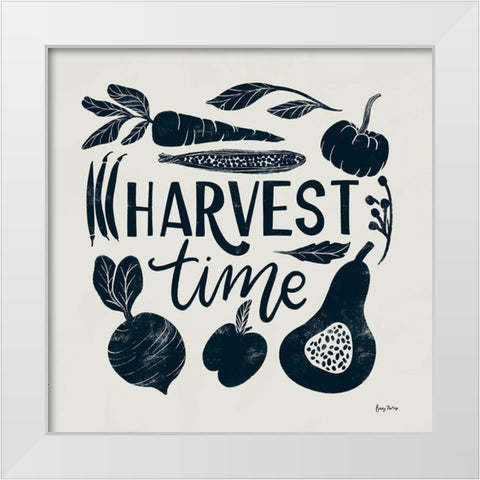 Harvest Lettering I Blue White Modern Wood Framed Art Print by Thorns, Becky