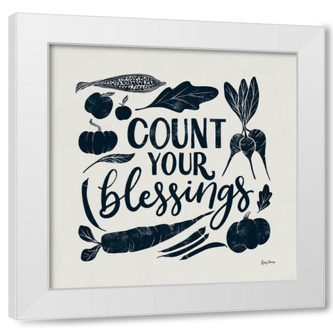 Harvest Lettering IV Blue White Modern Wood Framed Art Print by Thorns, Becky