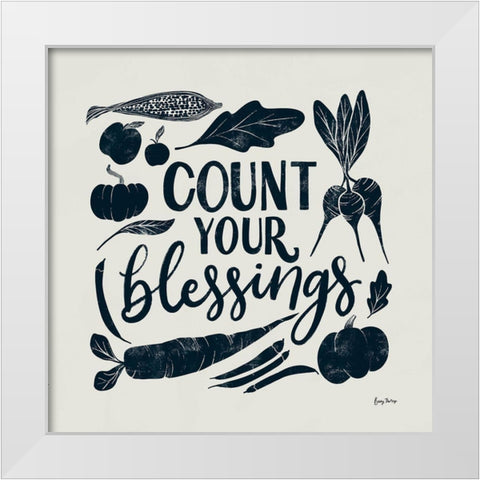 Harvest Lettering IV Blue White Modern Wood Framed Art Print by Thorns, Becky