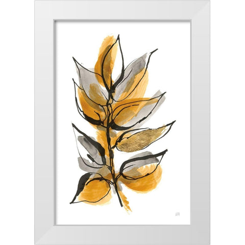 Amber Leaves I White Modern Wood Framed Art Print by Paschke, Chris