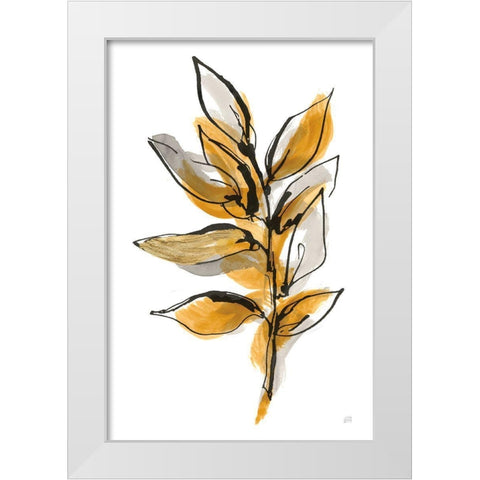 Amber Leaves II White Modern Wood Framed Art Print by Paschke, Chris