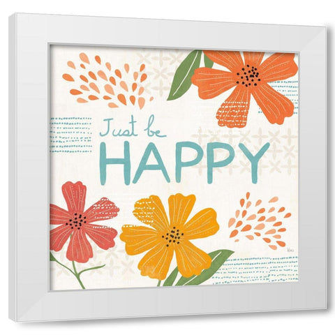 Mod Floral V White Modern Wood Framed Art Print by Charron, Veronique