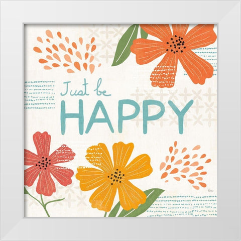 Mod Floral V White Modern Wood Framed Art Print by Charron, Veronique