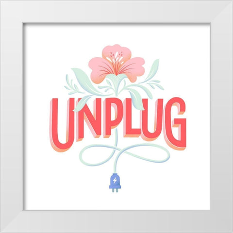 Unplug I White Modern Wood Framed Art Print by Graham, Gia