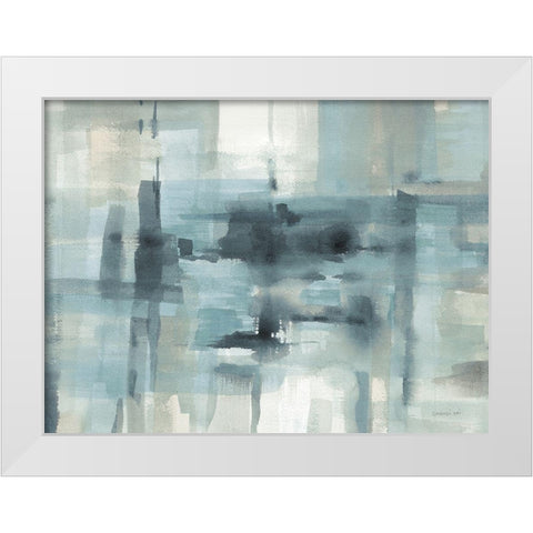 Liquid Structure Tranquil Aqua Crop White Modern Wood Framed Art Print by Nai, Danhui