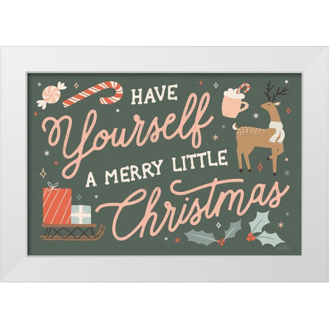 Reindeer Holiday I White Modern Wood Framed Art Print by Marshall, Laura