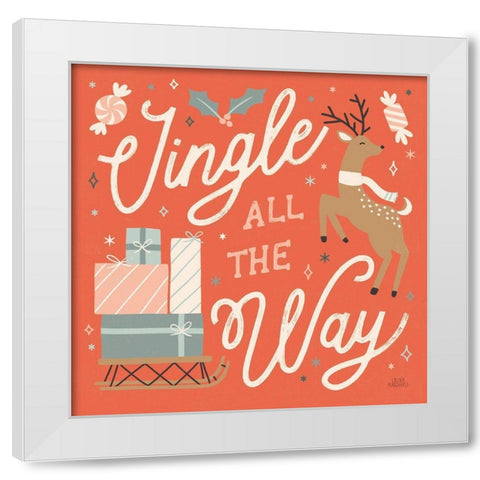 Reindeer Holiday V White Modern Wood Framed Art Print by Marshall, Laura