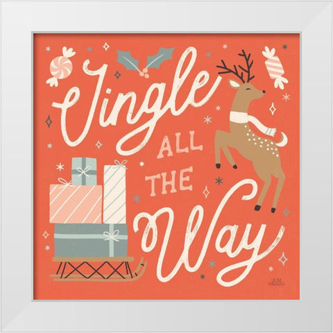 Reindeer Holiday V White Modern Wood Framed Art Print by Marshall, Laura